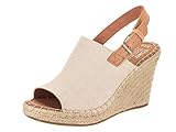 TOMS Women's Monica Slingback Wedge Sandal Natural Hemp/Leather 10 M