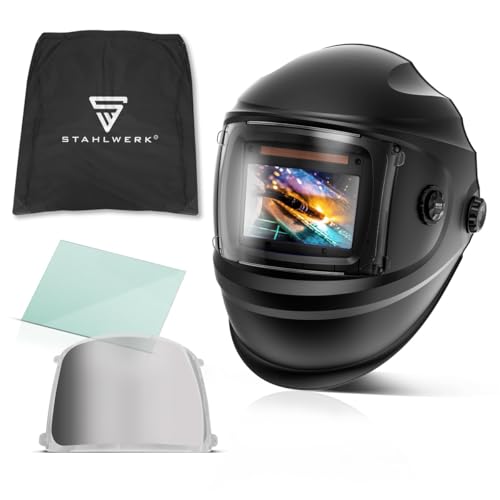 STAHLWERK Automatik-Schweißhelm 3-in-1 Bullet Schweißerhelm mit True-Colour automatische Abdunkelung DIN 4-13 optische Klasse 1/1/1/2 optimales Sichtfeld 100 x 60mm Schweißschild Schweißmaske