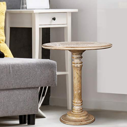 End Tables for Living Room, Wooden End Table, Small Side Table, Nightstand, Bedside Table, Entry Table for Magazines, Books & Plants – 18x22 White Wash