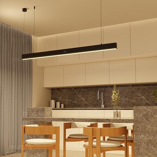 Image of Murphy Black 4ft LED Hanging Profile Pendant Light, 45W Warm White, 2-Year Warranty, Aluminium Body, Adjustable Wire - Linear Ceiling Light for Office, Home & Commercial - Pack of 1