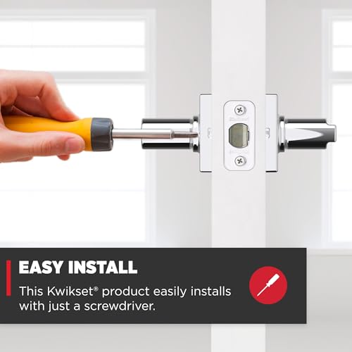 Image of Kwikset Casey Interior Privacy Door Handle with Lock, Door Lever For Bathroom and Bedroom, Polished Chrome Reversible Keyless Turn Lock