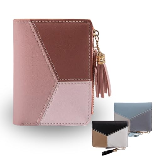 Carteira Feminina De Mão Porta Cartão Moedas Zíper Chaveiro Cor Rosa-claro Desenho Do Tecido Liso (Preto)