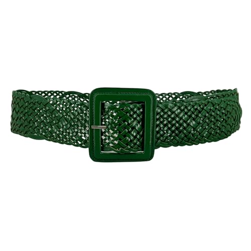 Women Handwoven Wide Braided Full Grain Leather Concho Belt