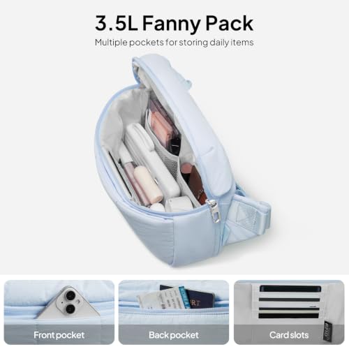 Image of TOPEAST Fanny Pack for Women 3.5L Waist Pack with Water Bottle Holder, Light Blue