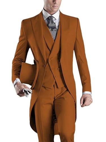 Men's 3-Piece Tuxedo - Slim Fit Peaked Lapel Suit with Blazer Vest & Pants2