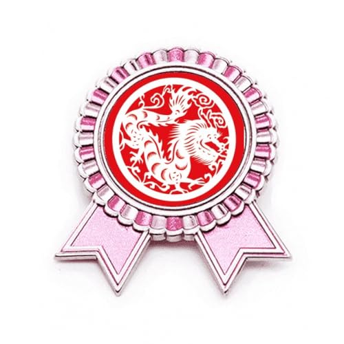 Broche dragon en papier rose en métal zodiaque taille M pour veste