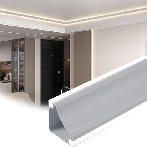 LED Aluminum Ceiling Trim Molding with Diffuser Channel - Indirect Wall/Ceiling Lighting, Double-Sided Luminous Cornice for Living Room, 1.6m/5.2ft (Neutral Light)