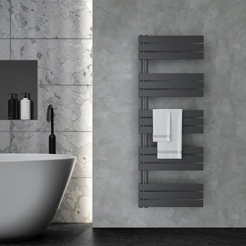 VILSTEIN® Badheizkörper [160x60cm] - Handtuchheizkörper Elektrisch einsetzbar [SEITLICH OFFEN] - Handtuchtrockner Badezimmer - Handtuch Heizkörper Bad - Handtuchheizung - Wandheizkörper - (Schwarz)