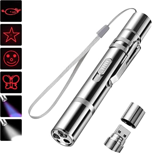 Mumoo Bear Cat Dog Red Pointer Light Toy, 7-in-1 Cat Toys Cat Dog Interactive Toy, USB Rechargeable LED Cat Pen Light, Pet Scratching Practice Chase Training Tool