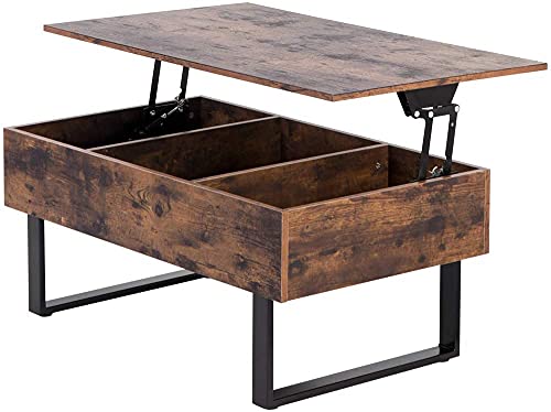 オーエスジェイ(OSJ) ローテーブル 昇降センターテーブル(大) 収納型 幅100 収納付きテーブル 小さめ ブラウン テーブル 一人暮らし