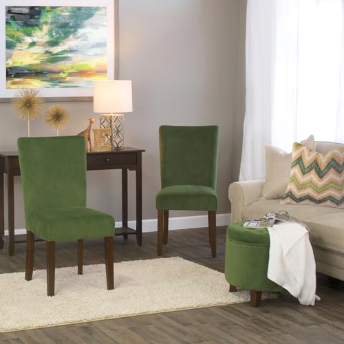 Image of HomePop Parsons Dining Chair - Dark Green Velvet (Set of 2)