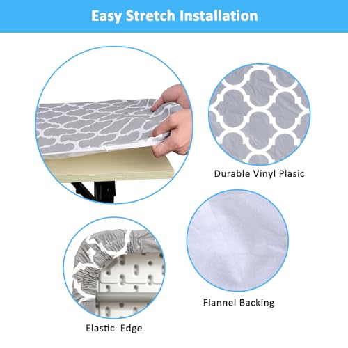 2024 Vinyl Picnic Table Cover and Bench Covers Fitted Tablecloth,Flannel Backing Elastic Edge Waterproof Wipeable Plastic Tabel Cover Vinyl Tablecloth for Indoor Outdoor Parties 3pcs - 72 * 30 in