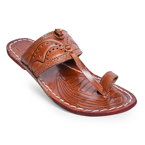Royal Khwaab Men's Kolhapuri chappals Leather hardcrafted Stylish,Ethinicwear & Dailywear Designed with Excellence 100% Comfortable.