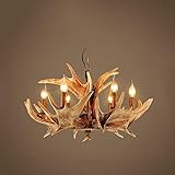 ERICAT Antler kroonluchter Amerikaanse woonkamerverlichting industriële winddecoratie Mediterraanse bartafel Retro Antler verlichting Creatief Restaurant Antler kroonluchter (6 kop)