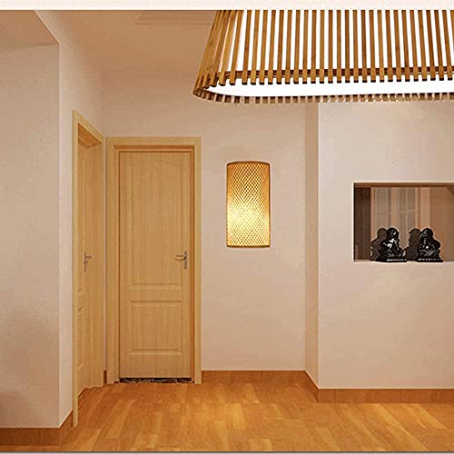 Lámpara rústica E27 aplique antiguo chino de mimbre bambú para pared 4