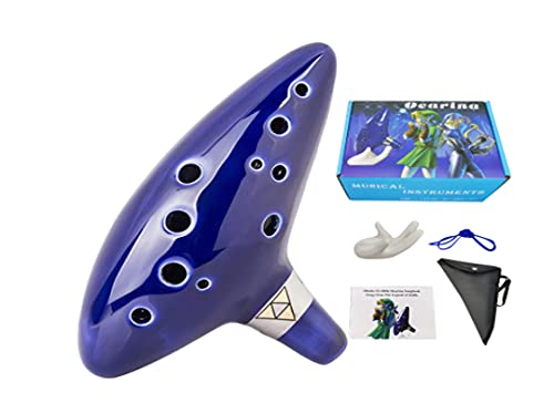 Ocarina Flauta Of Time The Legend Cerâmica 12 Furos c/Bag e Suporte