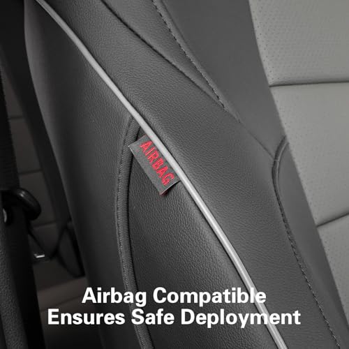 Image of EKR Tacoma Car Seat Covers Custom Fit for Toyota Tacoma (Petrol) 2024 2025 2026 DoubleCab /CrewCab SR /SR5 /TRD Sport /TRD Off-Road /Limited -Truck Seat Covers Full Set,Faux Leather(Black /Gray)