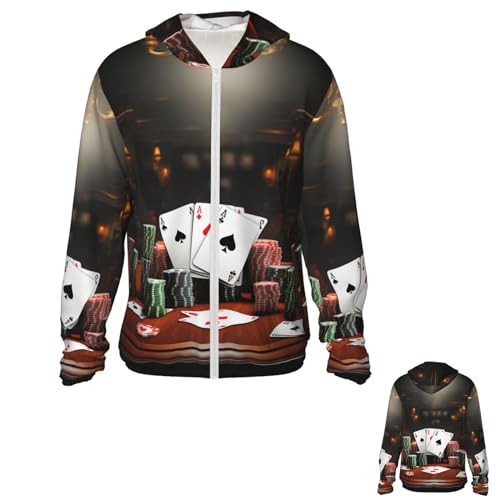 NONHAI Men's Sun Protection Jacket UPF 50+ Full Zipper Long Sleeve UV Hoodie Shirt Poker Tnament Women's Outdoor Jacket Black