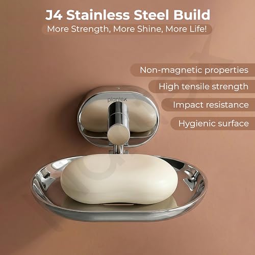 Image of Plantex J4 Stainless Steel Wall Mounted Soap Holder for Bathroom /Soap Holder for Kitchen /Soap Stand for Bathroom /Bathroom Accessories (Chrome Finish) Onix