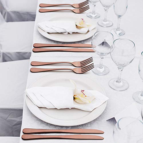 image for LIANYU Copper Silverware Flatware Set, 20 Piece Stainless Steel Cutler