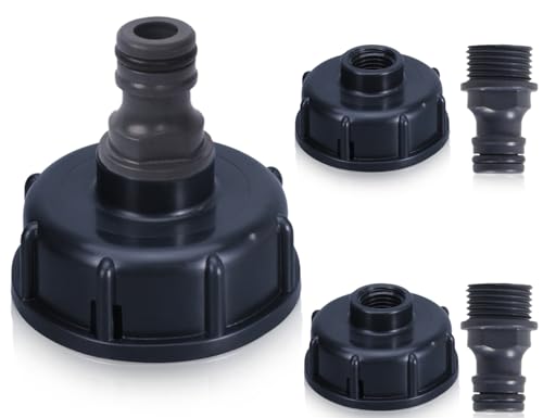 ZoeTekway Confezione da 2 adattatori per Rubinetto con Tappo Serbatoio Compatibile con IBC, Accessori per contenitori, connettore per Tubo da Giardino, Adattatore per Tubo dell'Acqua in plastica