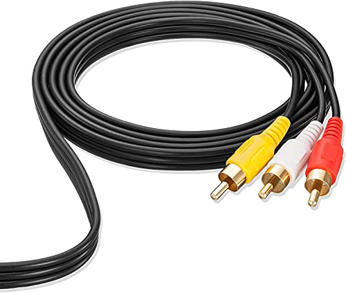 KEBILSHOP 3 RCA Male to Male 3 RCA Audio Video AV Cable. Suitable for TV LC LED Home Theater Laptop PC DVD .Black,1 Pc Pack. (1.5 Meter) 2