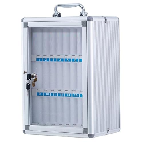 Wall-Mounted Cell Phone Storage Organizer - 60 Slot Aluminum Lock Box with Key, Portable Handle, Secure Mobile Device Holder for Offices, Schools, Events - Silver-A