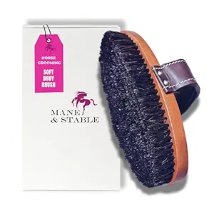 Horse Grooming Brush. Deluxe Handmade Soft Horse Brush For Face & Body. A Professional Equine Grooming Tool With Dense Soft Bristles To Gently Remove Surface Dust & Dirt & Promote A Smooth Shiny Coat.