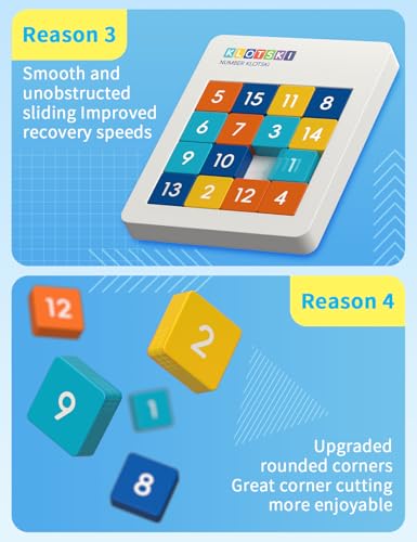 ROXENDA Zahlen-Schiebepuzzle – Klotski Puzzle 4x4 Macaron Lernspielzeug für Kinder Trainiert Konzentration & Logik Brain Teaser Spielzeug für Kinder