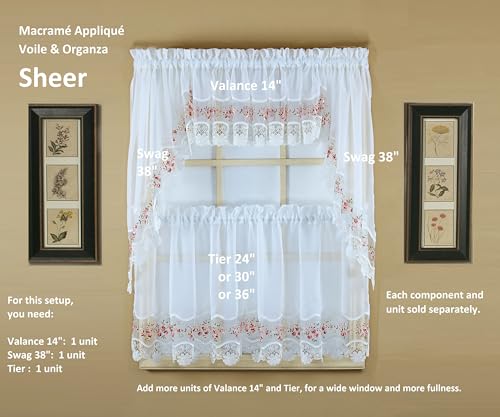 Today'S Curtain 1924 Vintage Macramé Organza Valance 14" thumb #5