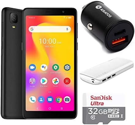 TCL A30 Unlocked Smartphone (Prime Black) Bundle with 32GB 100MB/s UHS-I Class 10 MicroSDHC Card (2 Items)
