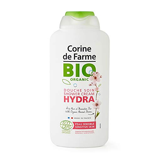 Corine de Farme Hydra Gel de ducha hidratante con flor de almendra y aloe vera, fragancia fresca, fórmula orgánica 100 % belleza pura, sin sulfatos y certificado Ecocert, 300 ml