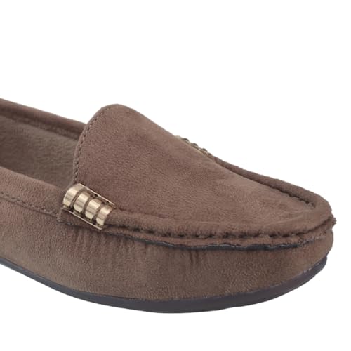 Image of Pluxh Women Classic Ballet Flats | Suede-Textured Slip-On Design with Metal Accent | Cushioned Footbed and Flexible Sole | Office, Casual & Travel Wear