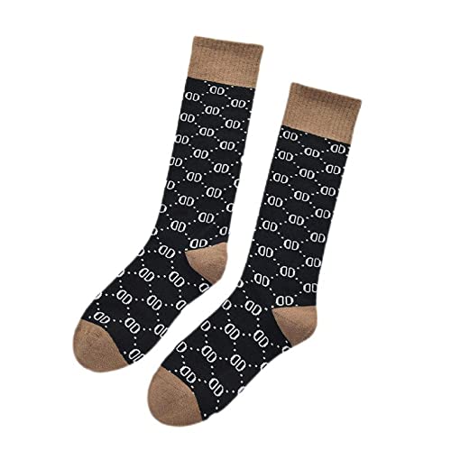 QTZTZ Herfst en winter halflange buisvormige damessokken, knielange damessokken, kuitsokken, zwart