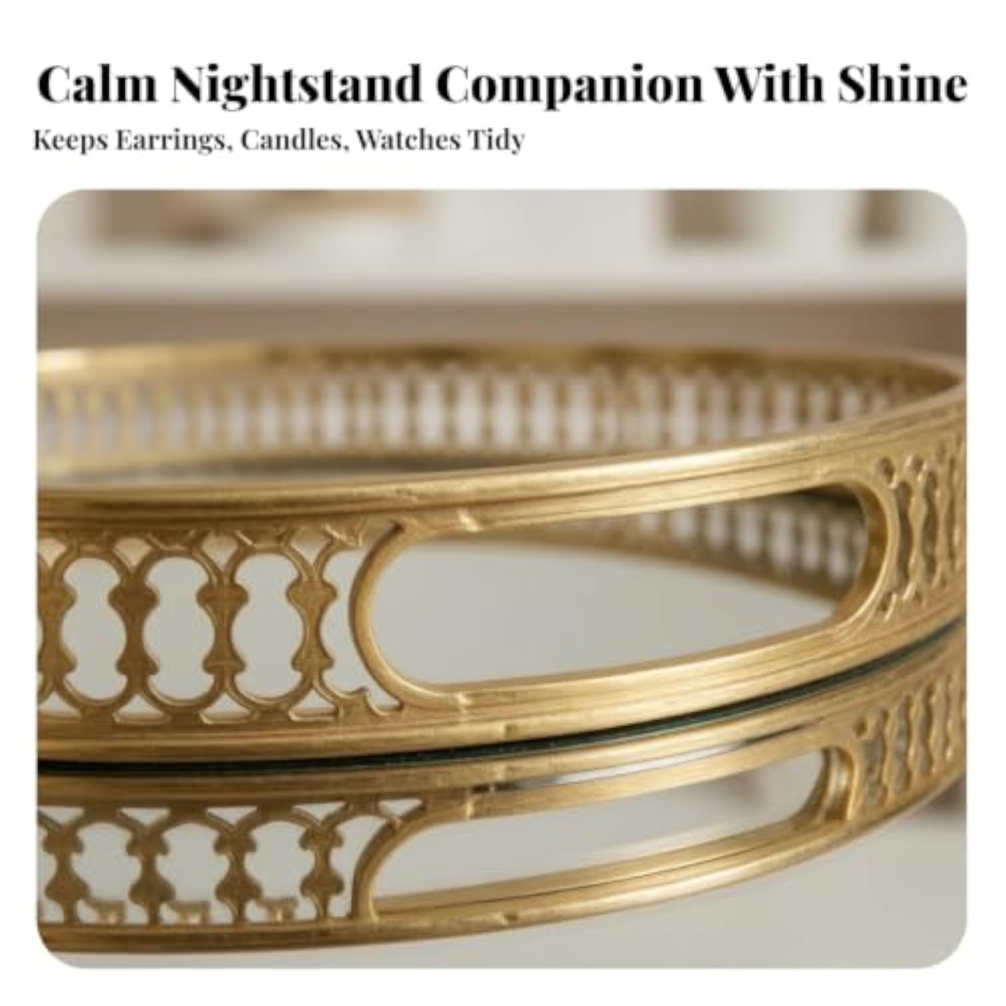 Round Mirrored Tray, Elegant Decorative Centerpiece