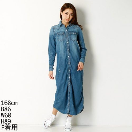 Amazon Goa Goa ワンピース6ozデニムロングシャツ ブルー Free シャツ ブラウス 通販
