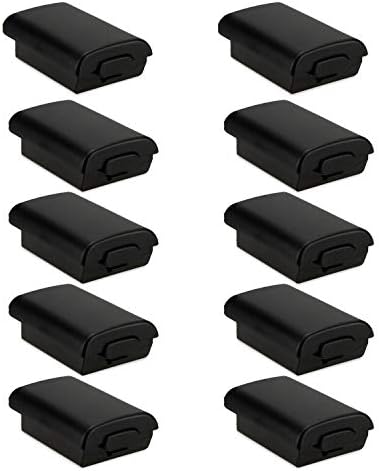 HQMaster 10 Pack Black Battery Cowl Shell Case for Xbox 360 Wi-fi Controller