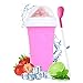 BEE&FLOWER Slushy Maker, Slush Gobelet à glace 350 ml avec cuillère 2 en 1 et paille double couche Squeeze Slushy Maker pour l'été à la maison DIY Slushy Rose