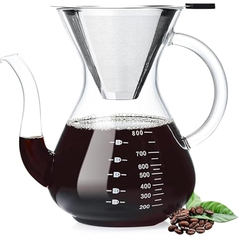 Pour Over Coffee Maker with Stainless Steel Filter Cover