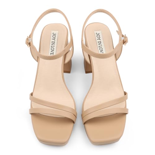 Image of JOY IN LOVE Platform Heels for Women 3.5 Inch Chunky Block Heel Ankle Strap Sandals
