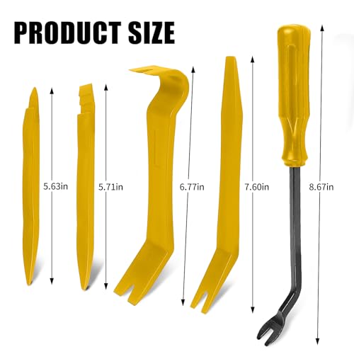 Image of 5PCS Auto Trim Removal Tool Kit, No-Scratch Plastic Pry Kit, Interior Fastener Remover Pry Tool Set for Car Door Clip Panel & Audio Dashboard Dismantle, Universal Car Accessories (Yellow)