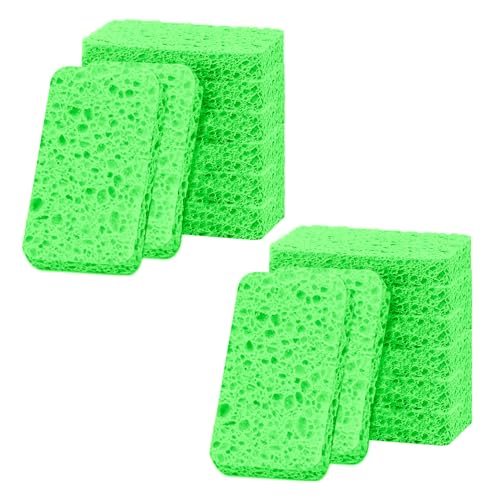 Image of 12 - Pack Non-Scratch Scrub Sponges - Sponges for Dishes and Washing Dishes, Cleaning Sponges for Kitchen Home Bathroom Cars, Funny Cut-Outs DIY for Kids (Green)