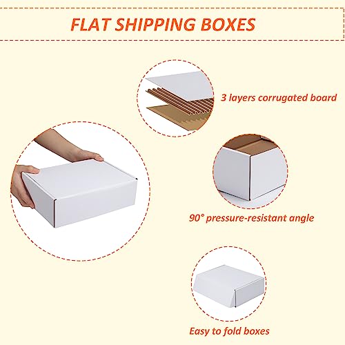 Image of HORLIMER 10x7x3 inches Shipping Boxes Set of 25, White Corrugated Cardboard Box Literature Mailer, 25 Stickers Included