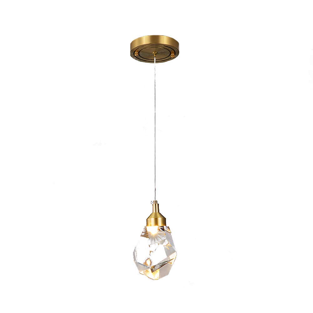 Lámpara colgante de techo de cristal pequeña para dormitorio y restaurante retro