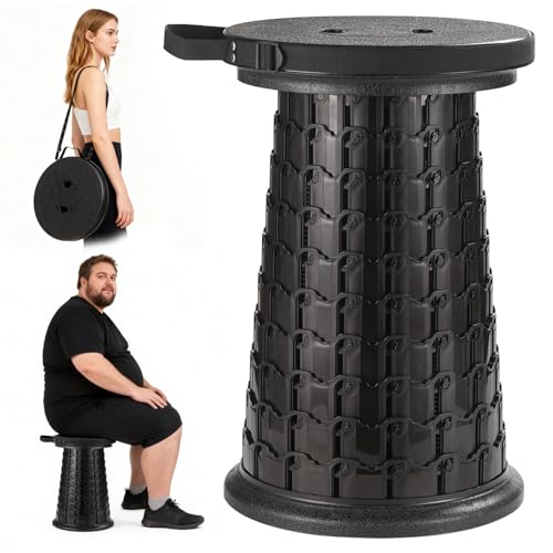 Image of Spisces 2026 Heavy Duty XXL Collapsible Stool | 1000lbs Capacity, 20-in Taller & 13-in Wider Foldable Retractable Telescoping Stool for Adults, Oversized Camping, Fishing, Concert, Event, Stadium