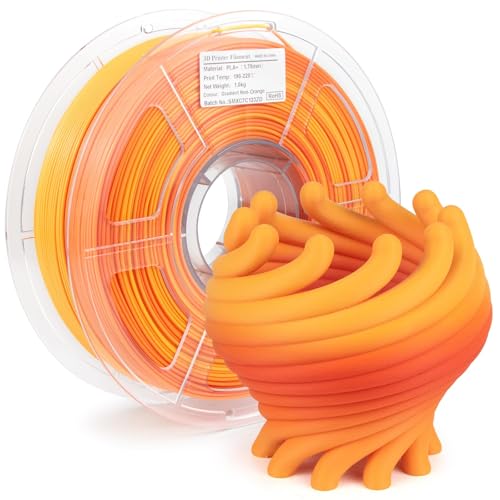 iSANMATE Matte Gradient Multicolors Filament, PLA Plus Rainbow Filament 1.75mm, Fast Change Multicolor Rainbow PLA Filament, Red, Yellow 3D Printing Filament 1KG/2.2lb