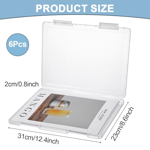 Image of 6 Pcs A4 Paper Organizer Box, Clear A4 File Portable Project Case, Plastic Scrapbook Paper Organizer Containers for Craft Paper Storage, Portable Board Storage for Art Supplies 8.6 inch x 12.4 inch Letter Pap