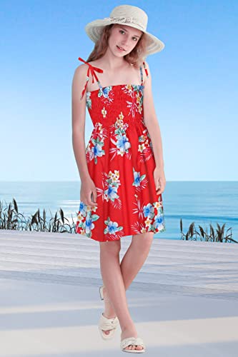 Image of SANGTREE Girls' Women's Summer Sundress Casual Smocked Floral Beach Holiday Dress, 18 Month - XL