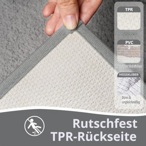 Famibay Badezimmerteppich Set 3 teilig Badteppich rutschfest Waschbar Badematte und WC Vorleger Weich Absorbierende Badvorleger Grau… – Ansicht 3