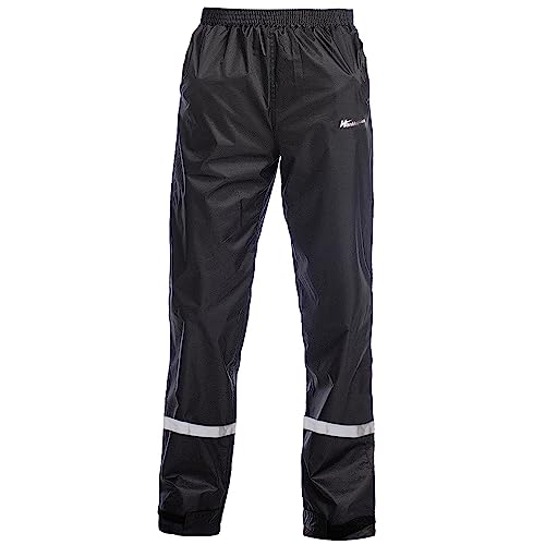 Men's Rain Pants Waterproof Lightweight Packable Windproof Rain Over Pants Hiking Fishing Outdoor Trousers(Carbon Black,Large)